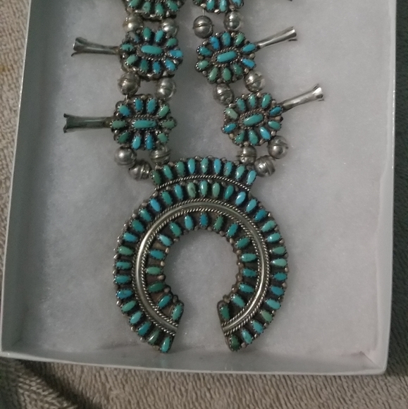 Silver Double Sided Petit Point Cluster Turquoise& - Picture 9 of 11